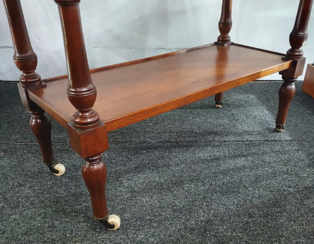 Serving Trolley 3 Tier Mahogany  on Original Casters 19th Century View IV