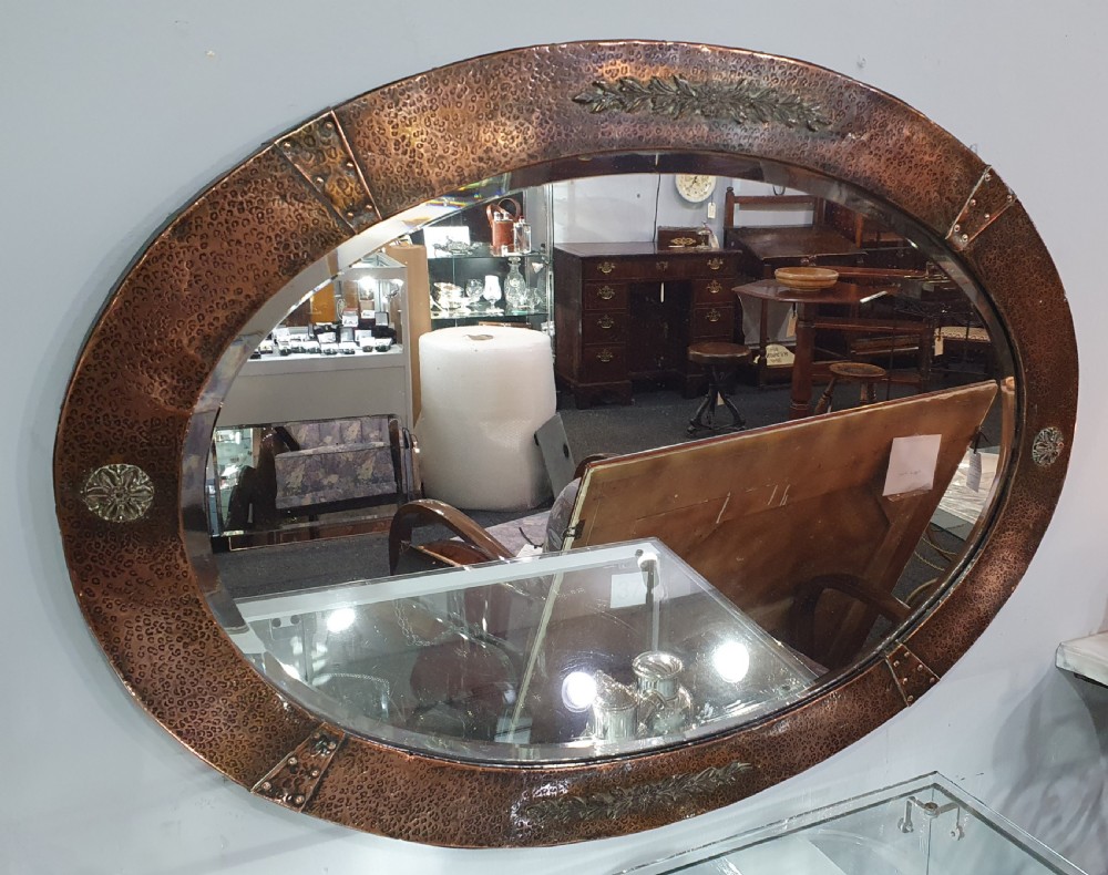 Arts & Crafts Hammered Copper Wall Mirror c.1910 View II