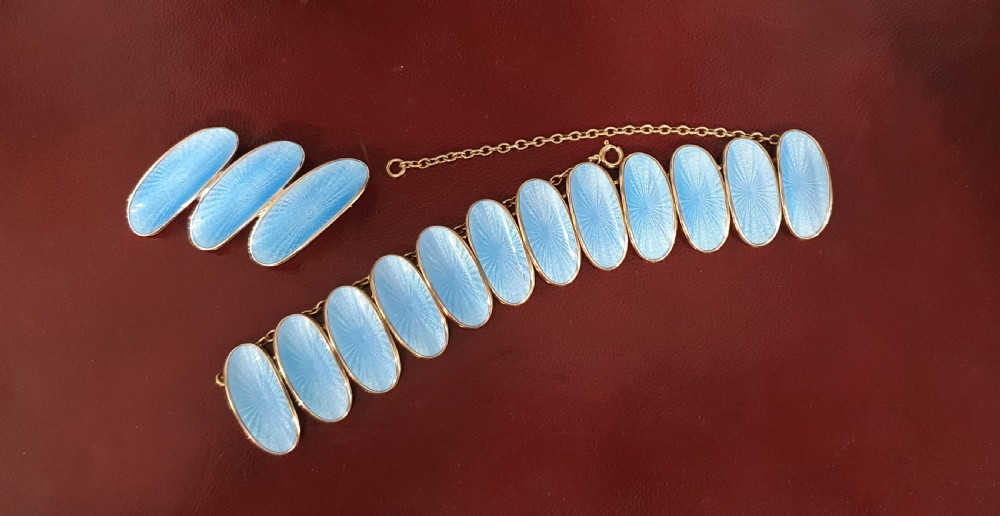 Rare 1950's David Anderson Guilloché Enamel Vermeil Choker Necklace & Brooch View III