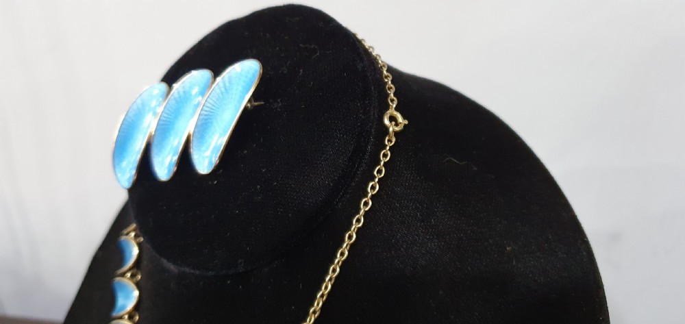 Rare 1950's David Anderson Guilloché Enamel Vermeil Choker Necklace & Brooch View VII