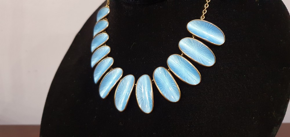 Rare 1950's David Anderson Guilloché Enamel Vermeil Choker Necklace & Brooch View VIII