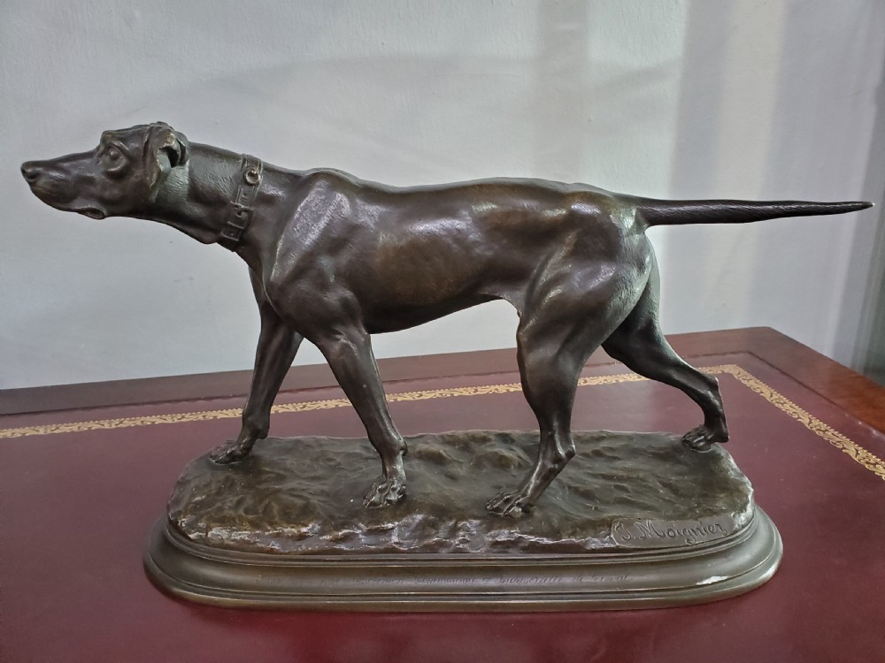 Jules Moigniez French Bronze Pointer Hunting Dog 19th Century 