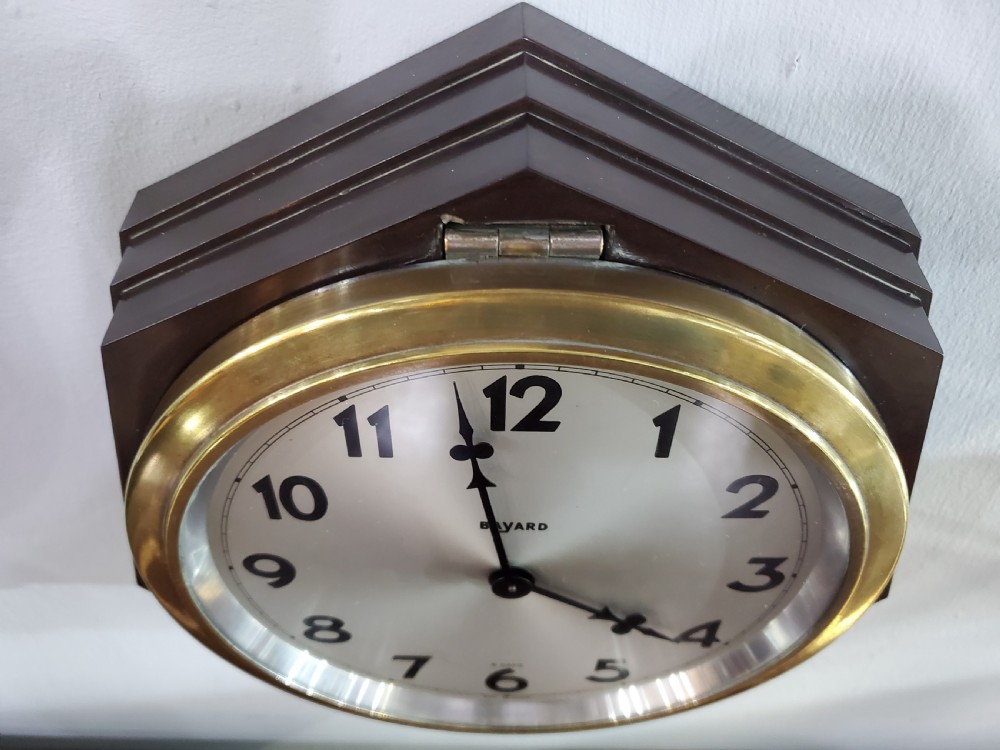 Bayard French Art Deco Bakelite & Brass Wall Clock c1930 View III