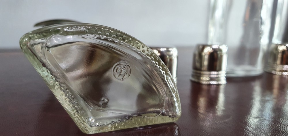 Triple Flask Set in Handmade Leather Case c.1930 View IV
