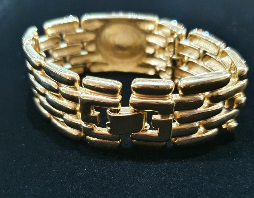 Givenchy Vintage Gold Plated & Crystal Wide Bracelet  View VI