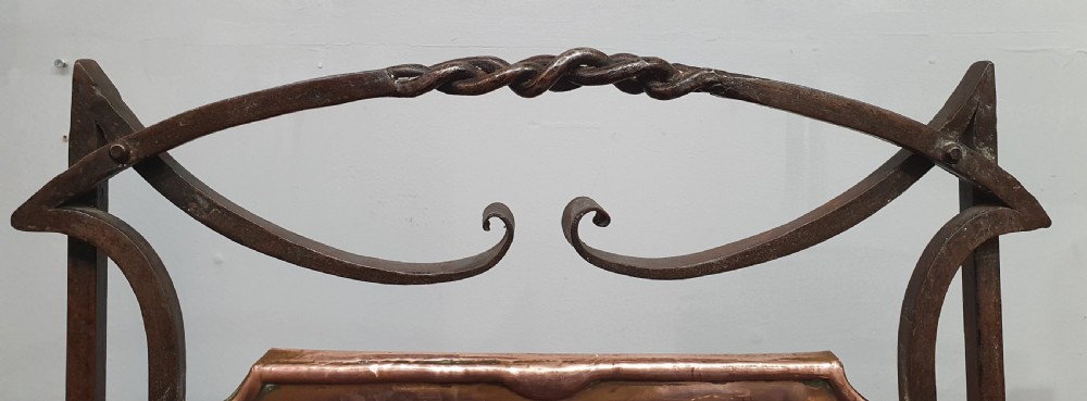 Arts & Crafts Hand Forged Iron and Copper Firescreen c1910 View III