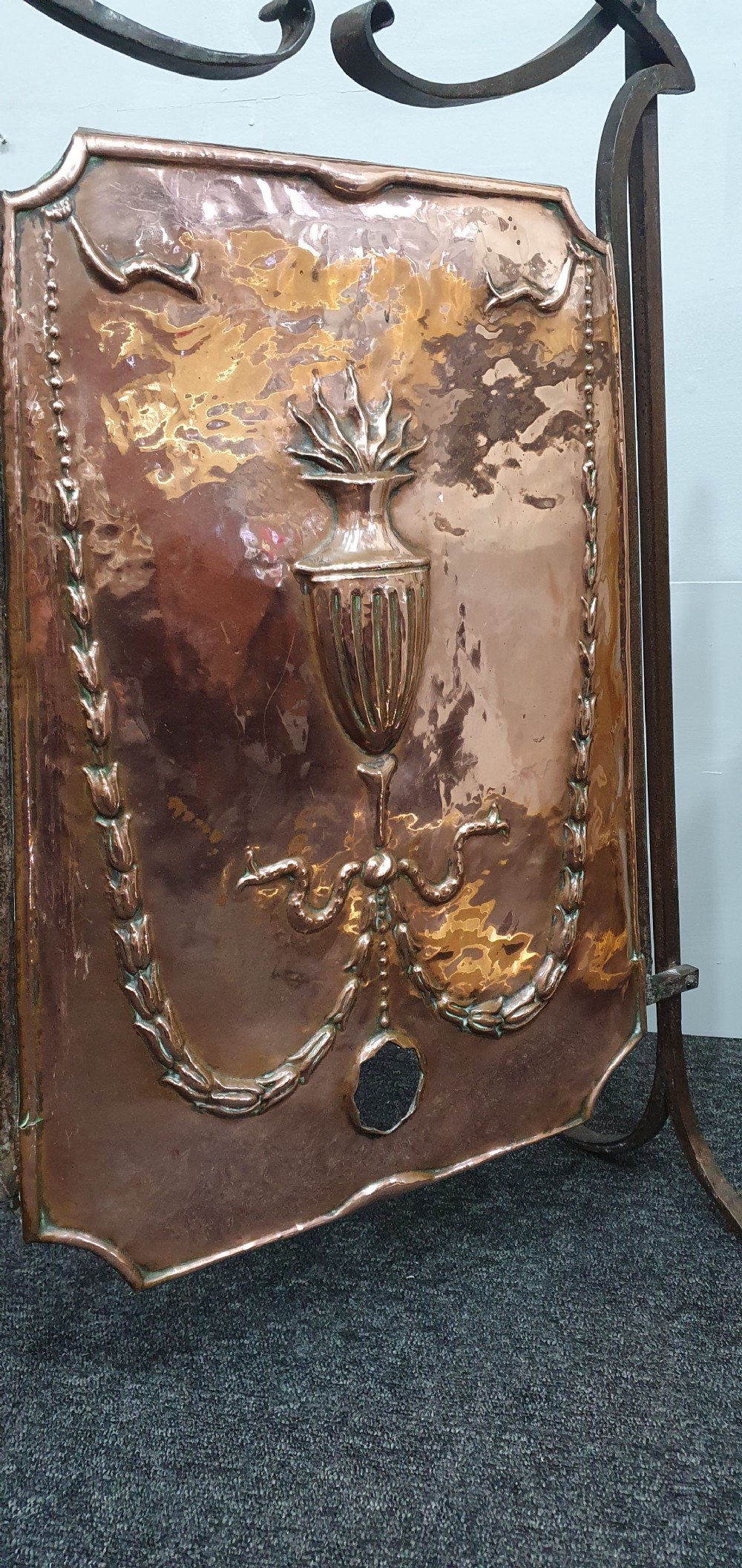 Arts & Crafts Hand Forged Iron and Copper Firescreen c1910 View VIII