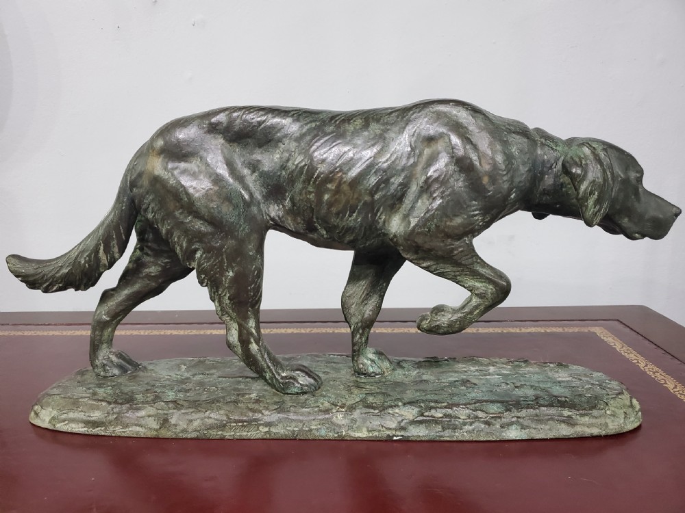 Louis Riché (Riche) Animalier 44cm Bronze Hunting Hound c1900