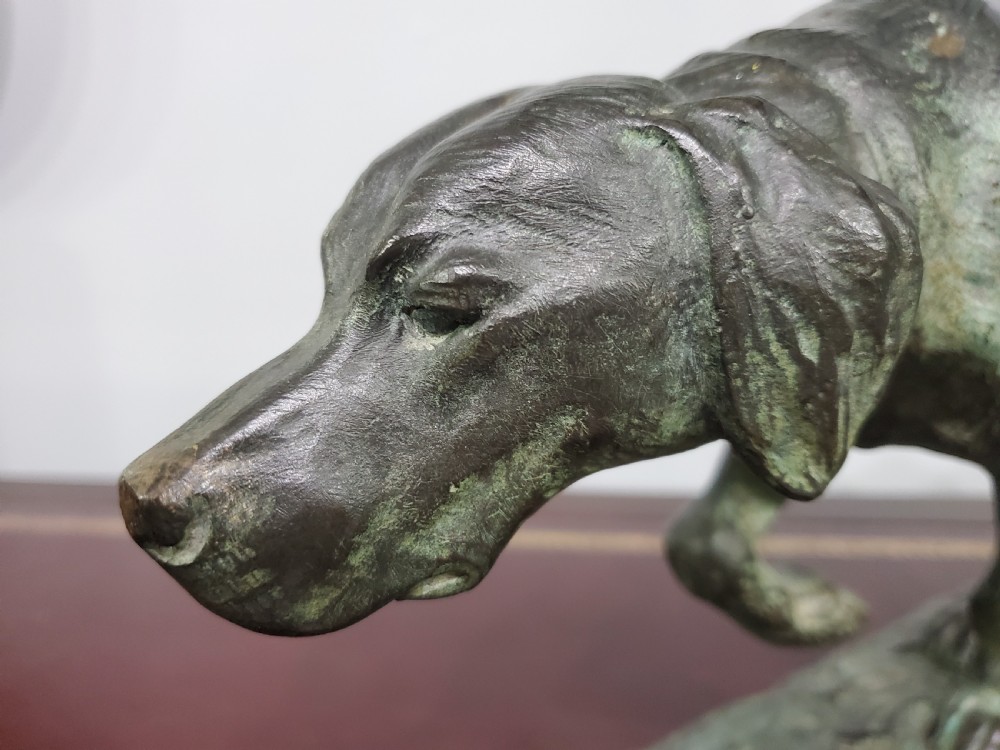 Louis Riché (Riche) Animalier 44cm Bronze Hunting Hound c1900 View V