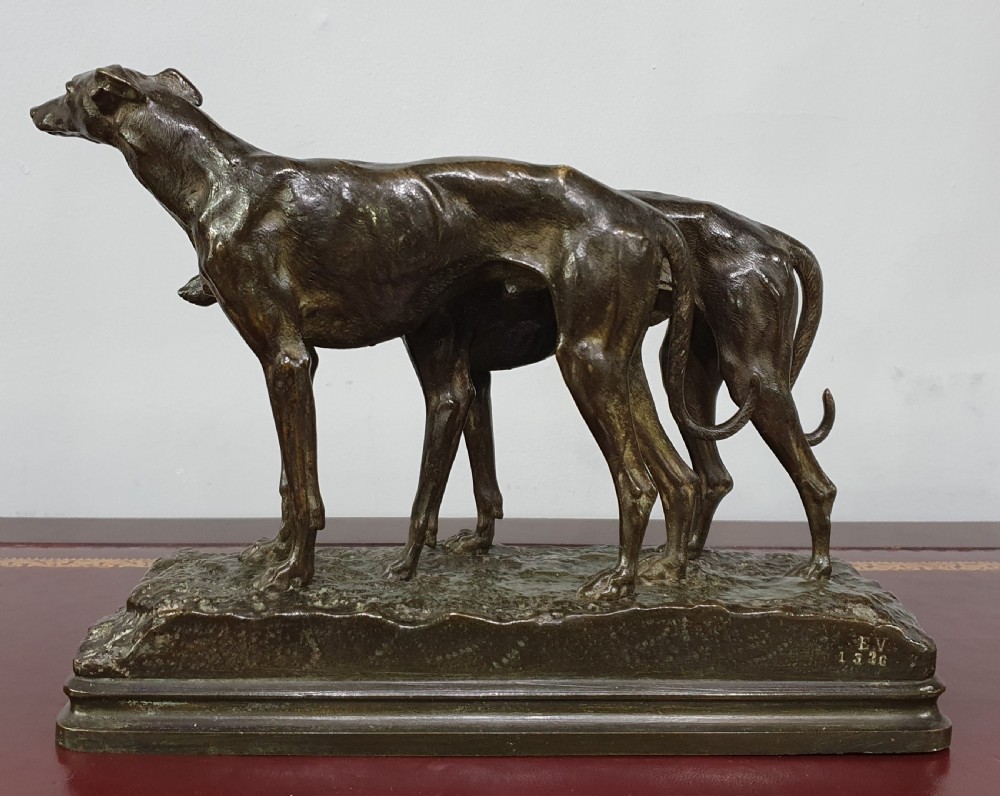 Alfred Dubucand Pair of Bronze Greyhounds c.1860 View V