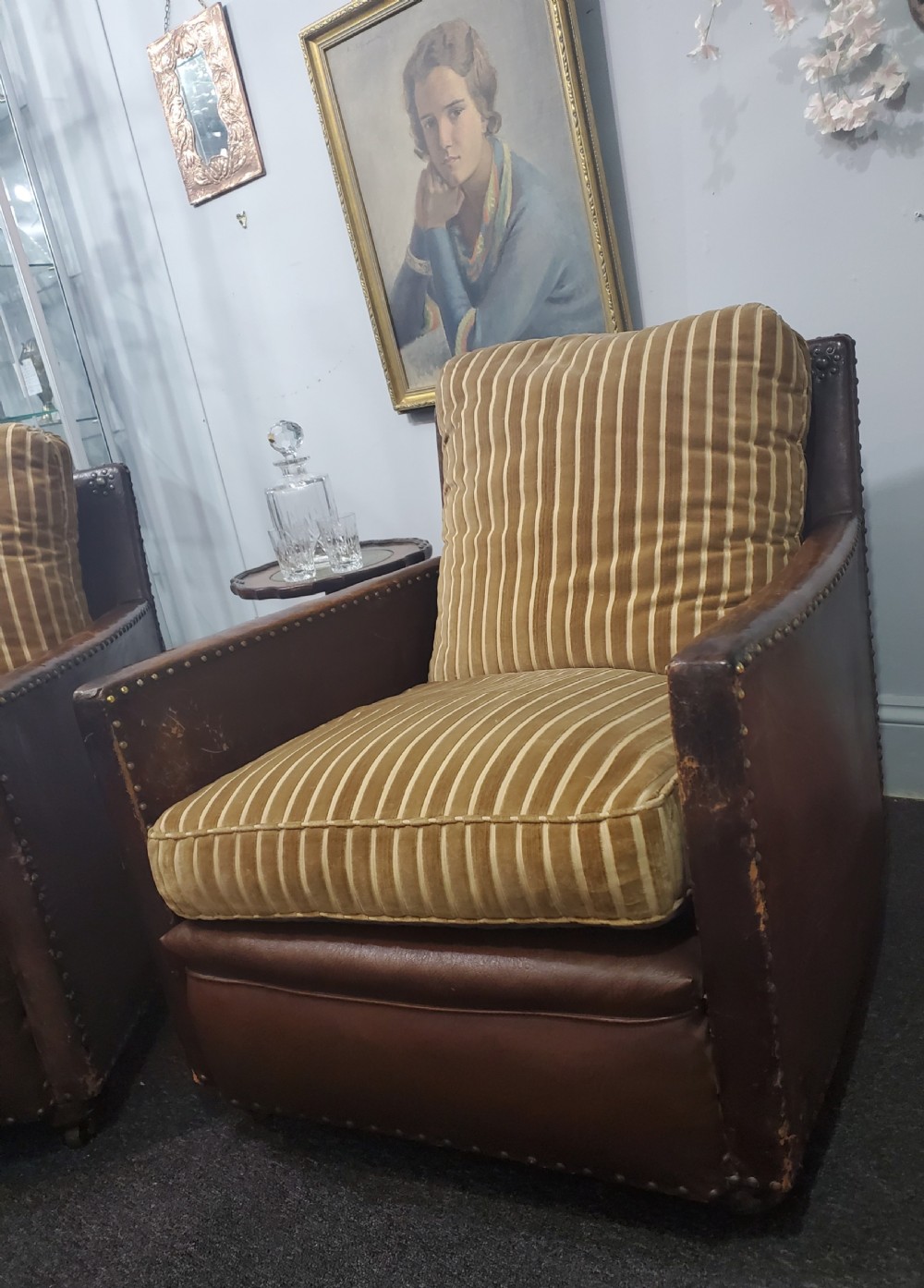 Pair of Art Deco Leather Club Chairs c1920 View III