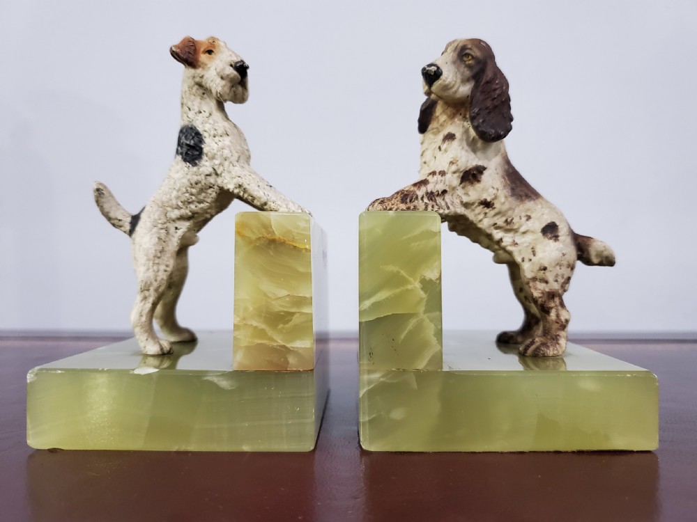 Pair of Austrian Cold Painted Bronze Dogs c1920