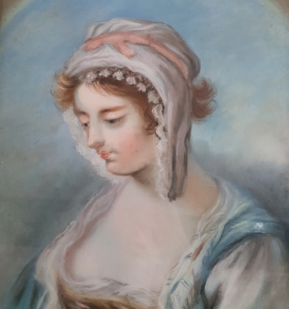 Christie's Catalogue Dated 1848, Portrait of a Young Woman, Pastels, Early 19th Century View VI