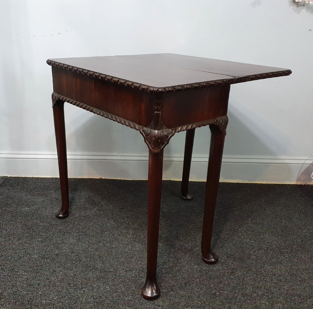 A George II Mahogany Tea or Card Table, Folding Rectangular Top, Circa 1750 View IV
