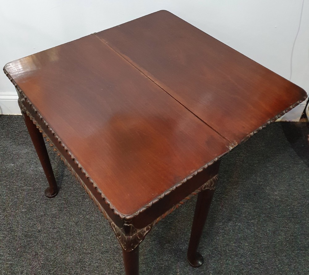 A George II Mahogany Tea or Card Table, Folding Rectangular Top, Circa 1750 View III