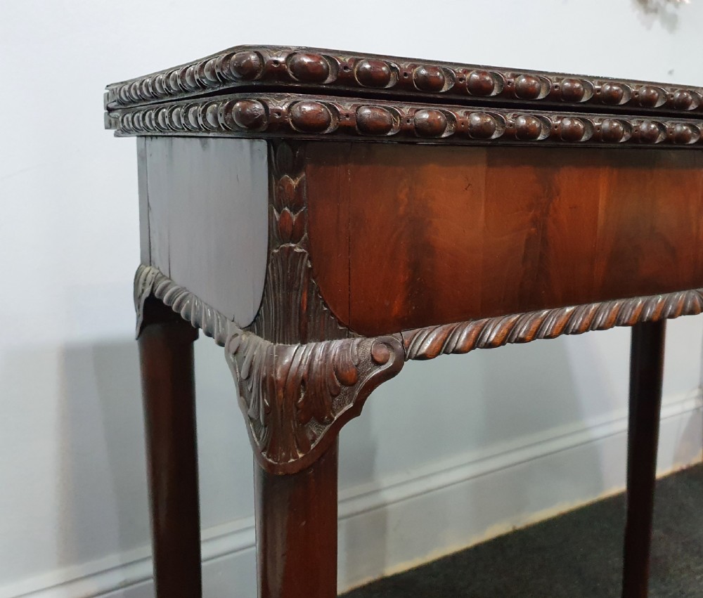 A George II Mahogany Tea or Card Table, Folding Rectangular Top, Circa 1750 View V
