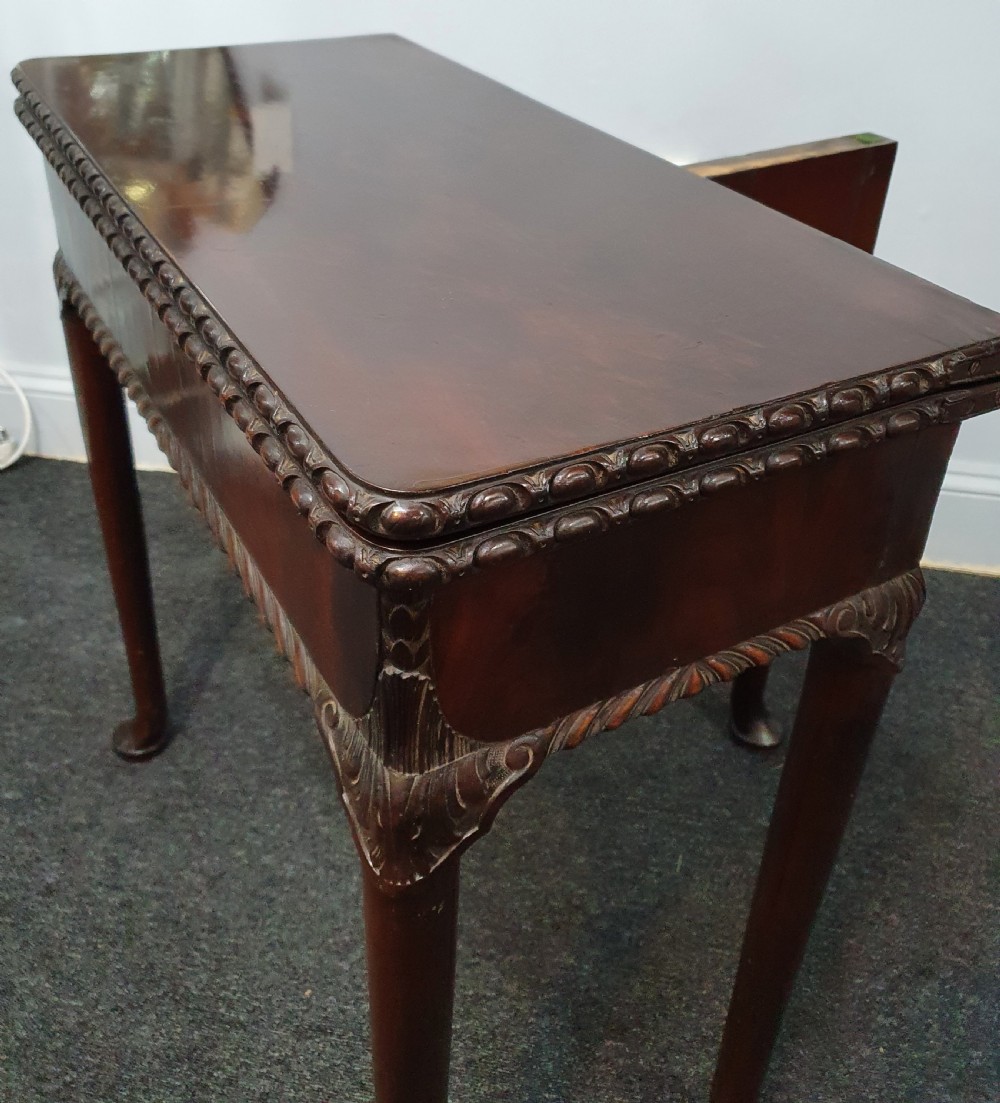 A George II Mahogany Tea or Card Table, Folding Rectangular Top, Circa 1750 View VII