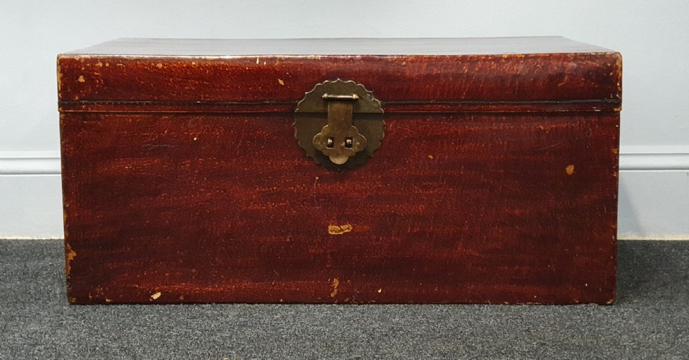 Leather Covered Chinese Trunk 19th Century View II