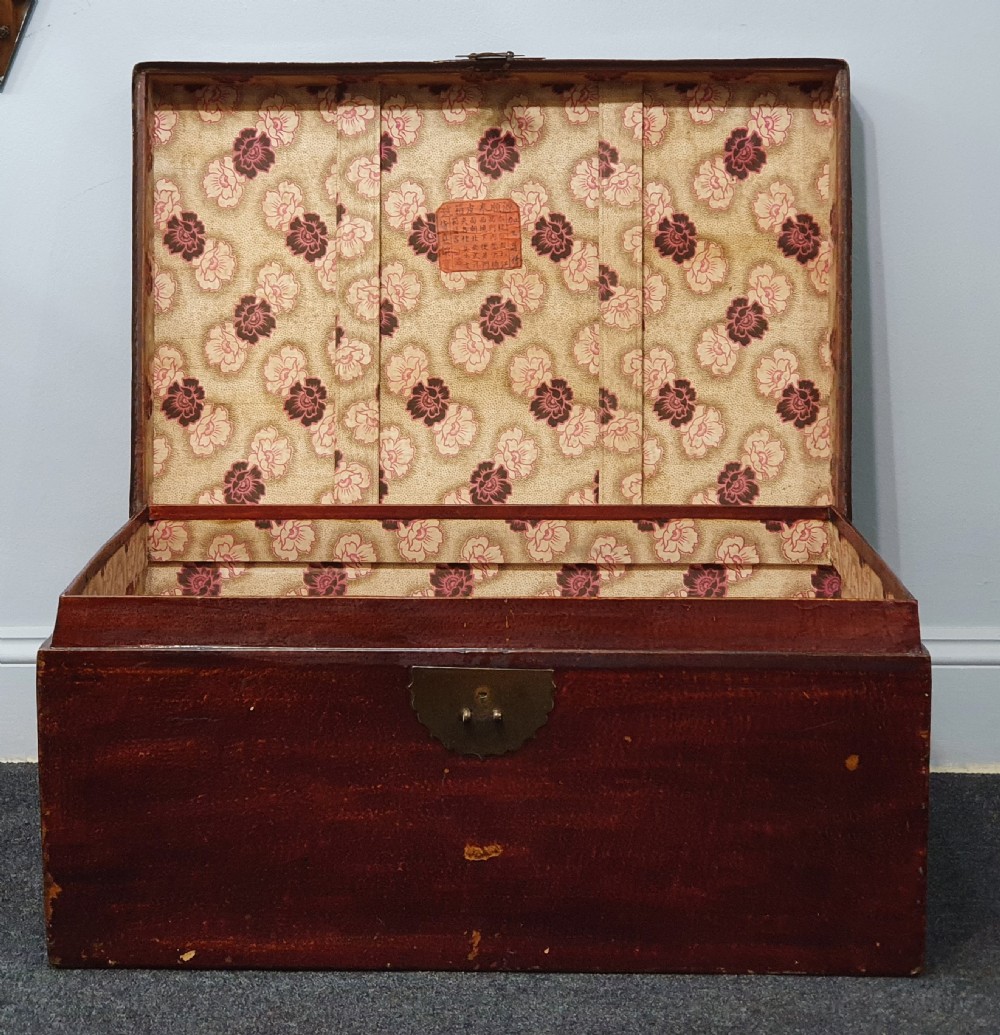 Leather Covered Chinese Trunk 19th Century View III