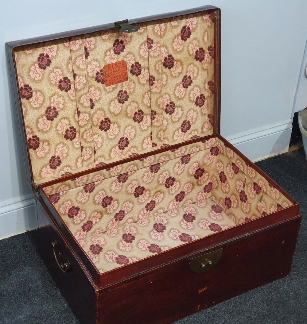 Leather Covered Chinese Trunk 19th Century View IV