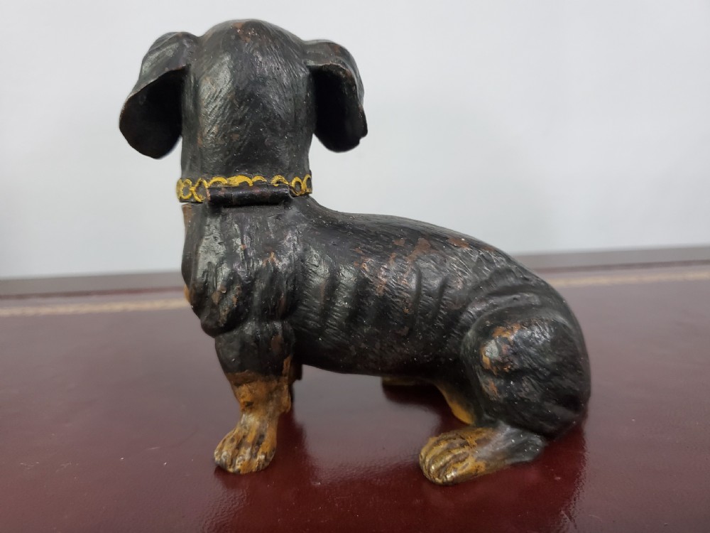 Austrian Cold Painted Bronze Dachshund Inkwell c1910 View IV