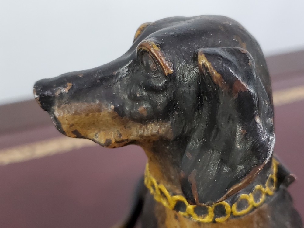 Austrian Cold Painted Bronze Dachshund Inkwell c1910 View VII