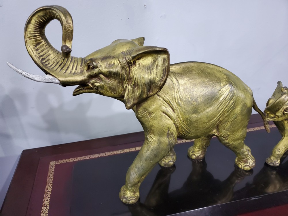 Irénée Rochard French Art Deco Strowling Elephants c1920s View X