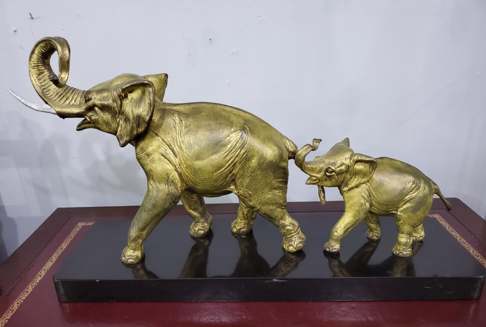 Irénée Rochard French Art Deco Strowling Elephants c1920s