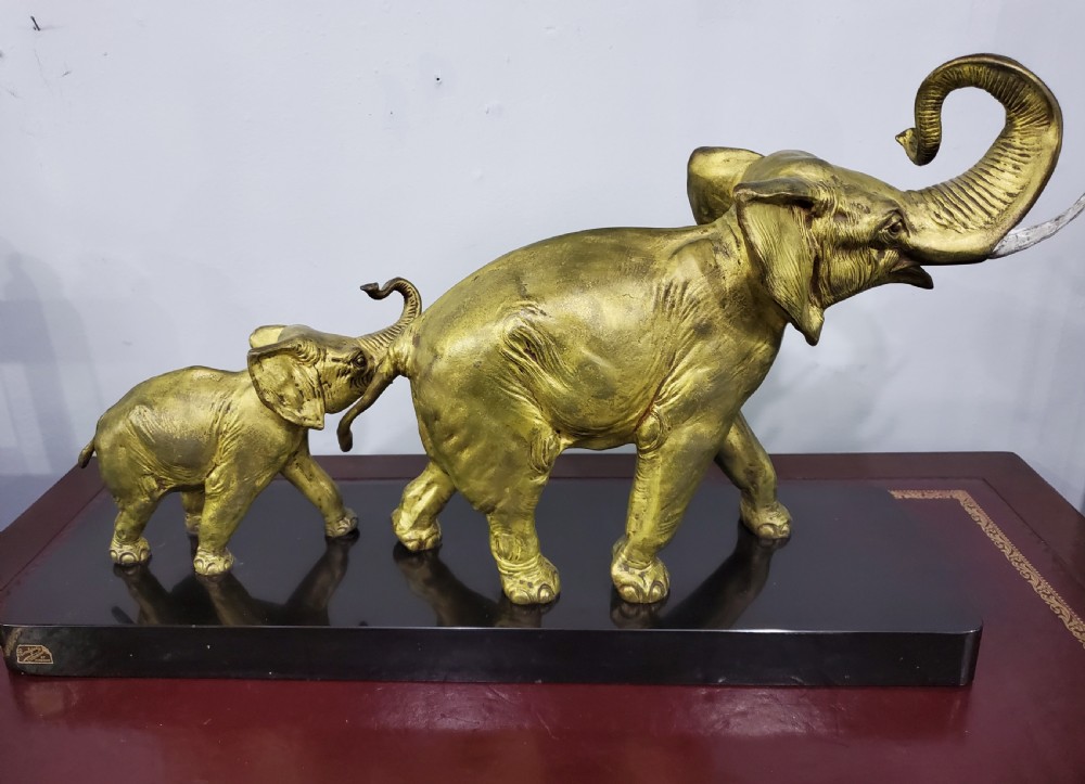Irénée Rochard French Art Deco Strowling Elephants c1920s View XI