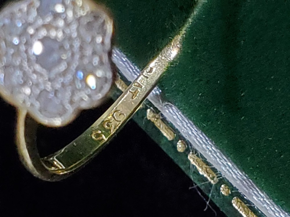 Art Deco Diamond Platinum & 18ct Daisy Ring - Size O 1/2-P, c1920s View IX