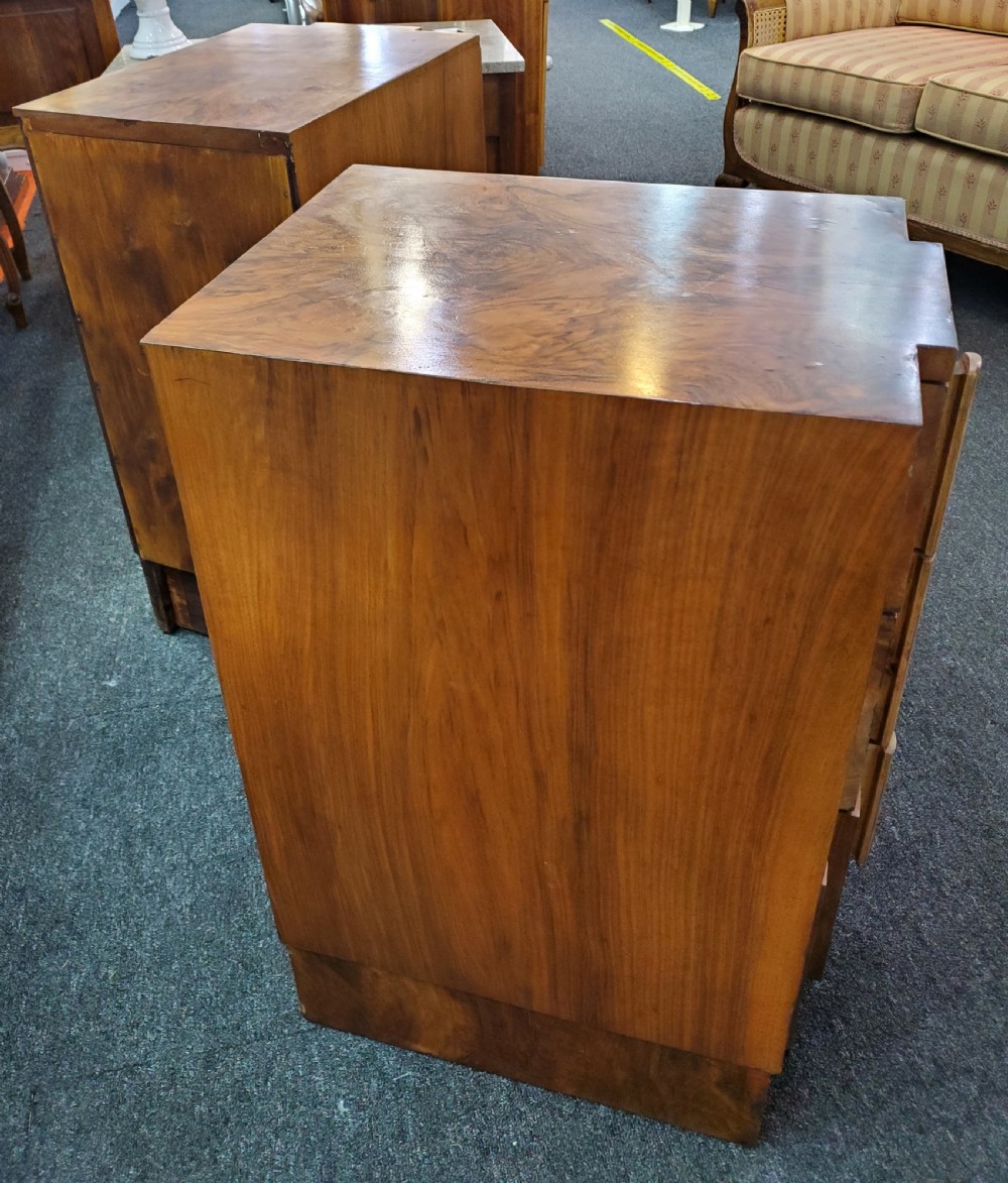 Pair of Art Deco Burr Walnut Bedside Cabinets c1920s View VIII