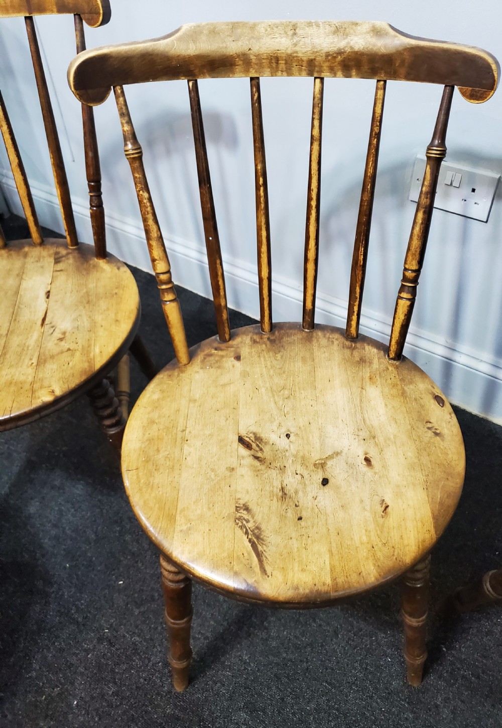 x4 Swedish Ibex Style Penny kitchen Chairs c1880 View III