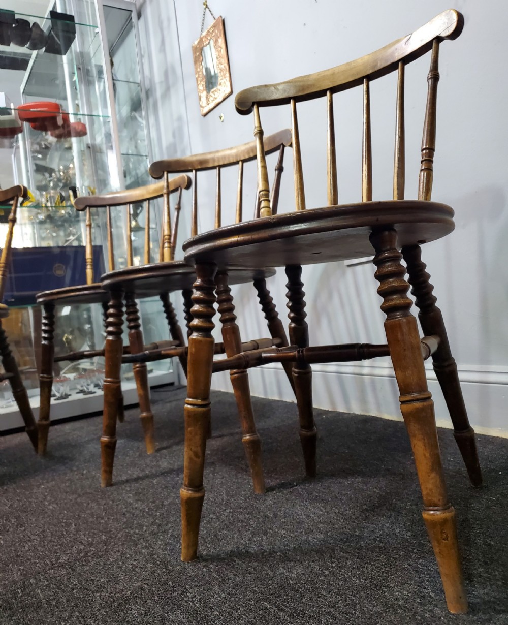 x4 Swedish Ibex Style Penny kitchen Chairs c1880 View IV