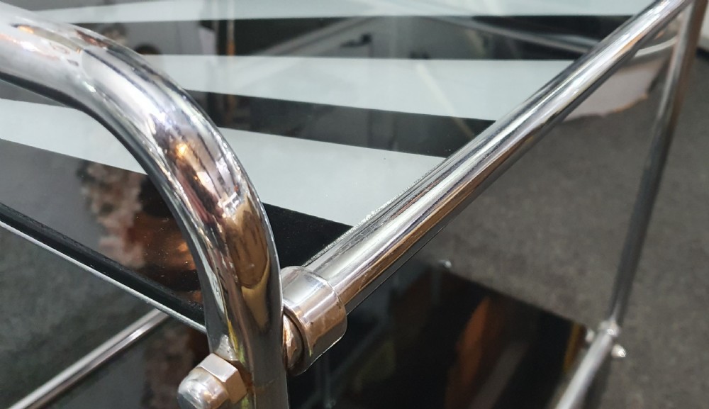 Art Deco Chrome Cocktail Trolley with 'Sunray' Design c.1920s View II