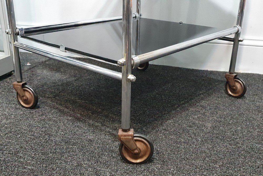 Art Deco Chrome Cocktail Trolley with 'Sunray' Design c.1920s View V