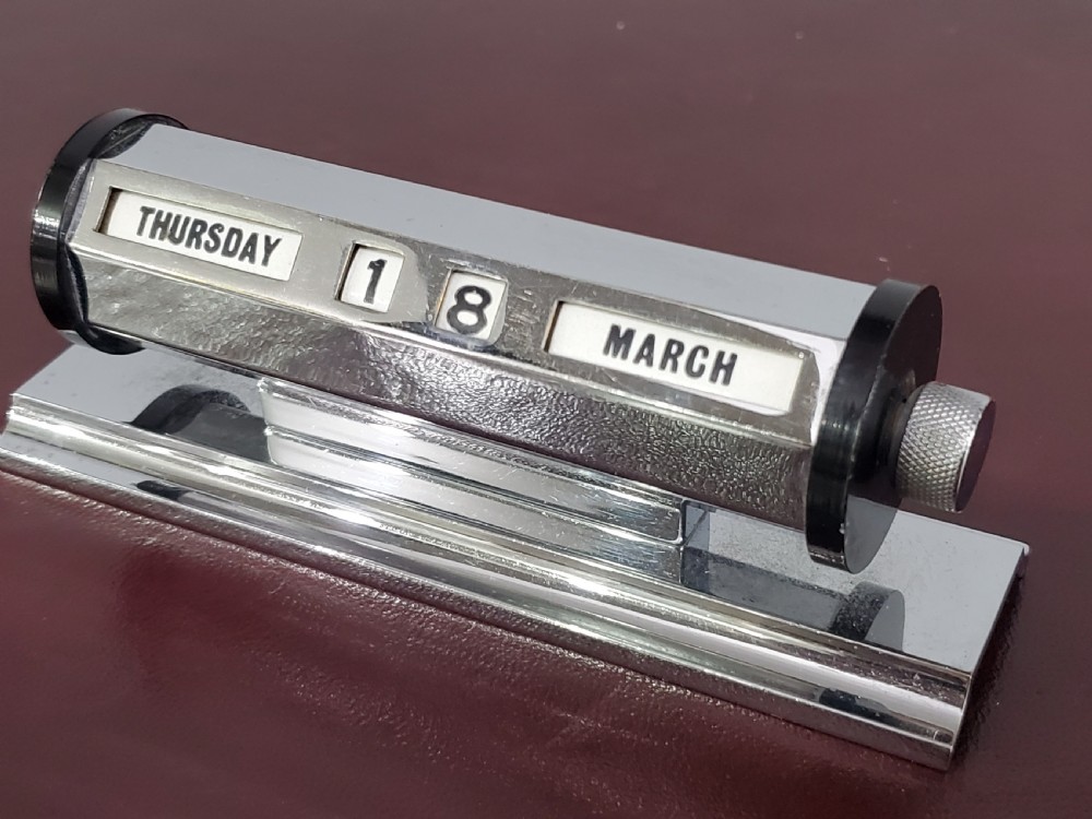 Art Deco Chrome Plated Perpetual Calendar c1930 View III