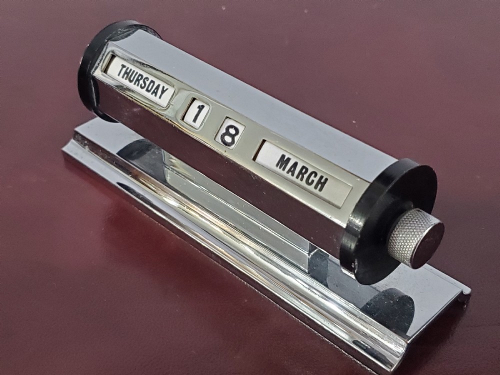 Art Deco Chrome Plated Perpetual Calendar c1930 View IV