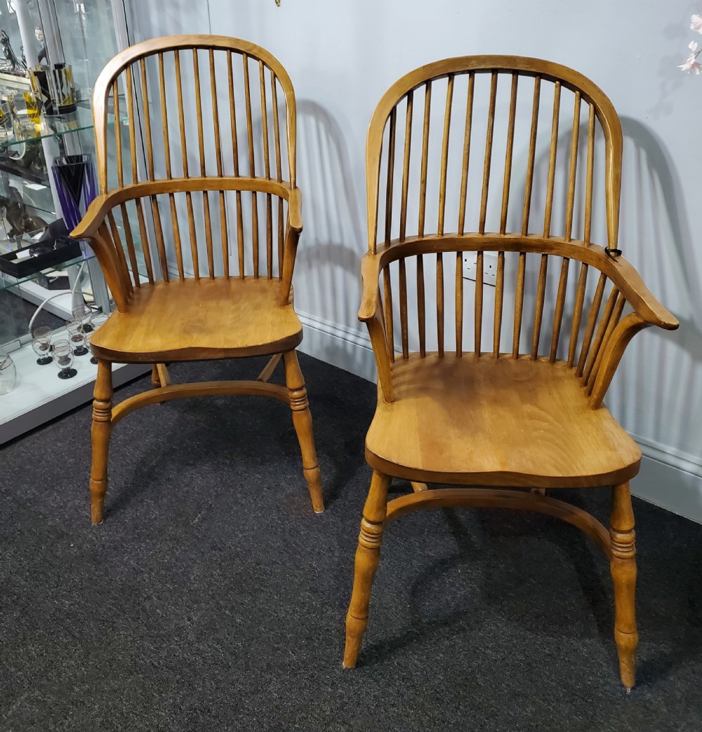 Pair Early 20th Century Elm Windsor Chairs