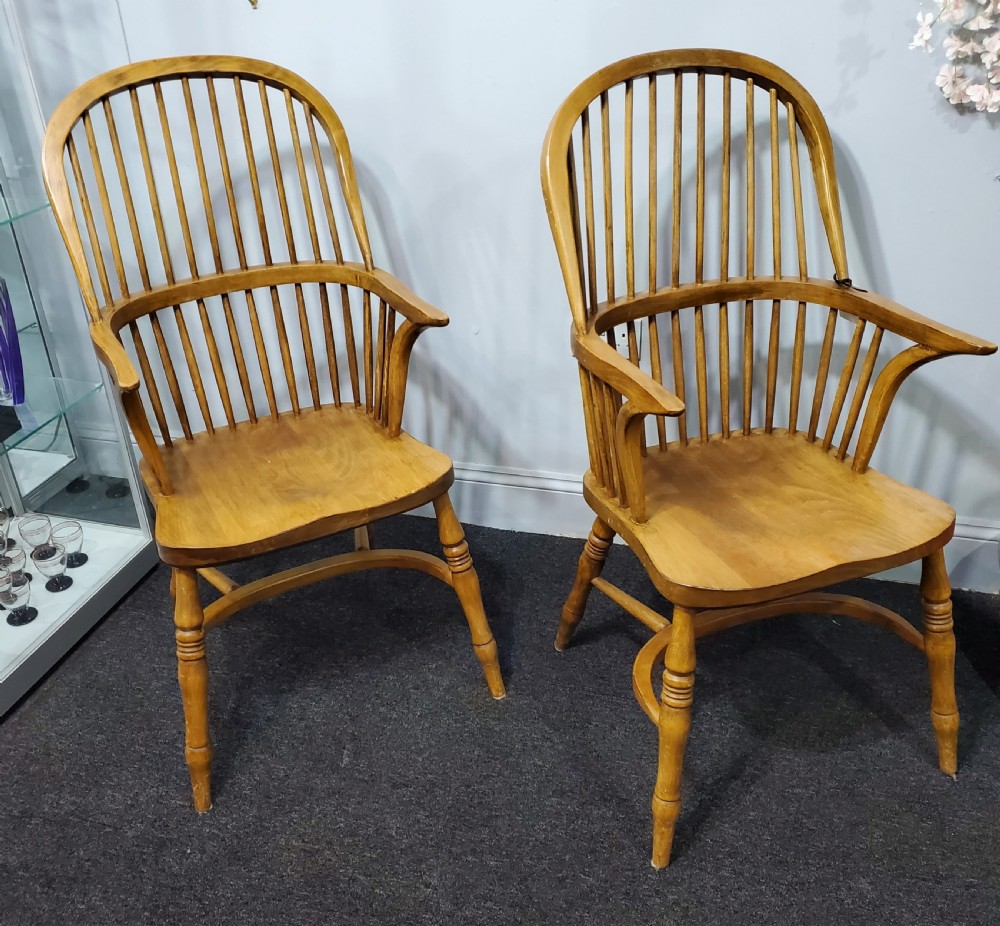 Pair Early 20th Century Elm Windsor Chairs View II