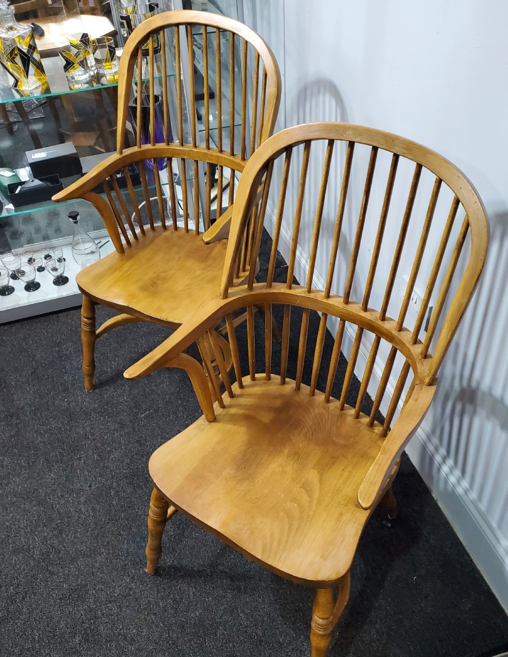 Pair Early 20th Century Elm Windsor Chairs View III