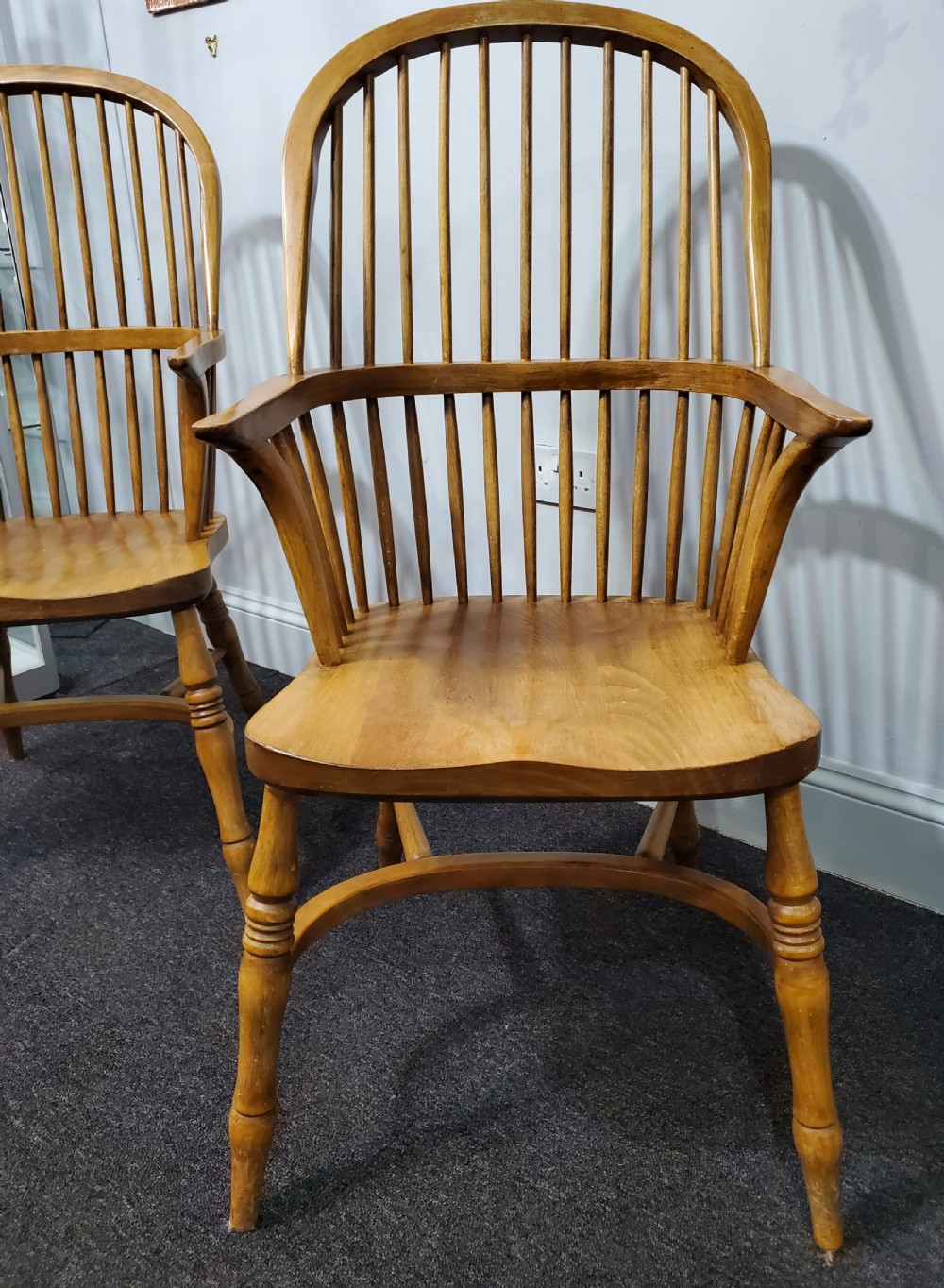 Pair Early 20th Century Elm Windsor Chairs View V