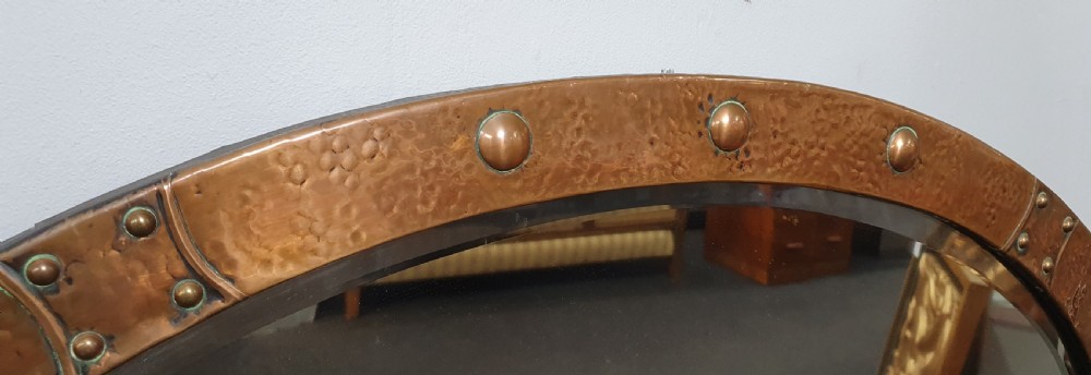 Arts & Crafts Hammered Copper Mirror c.1910 View V