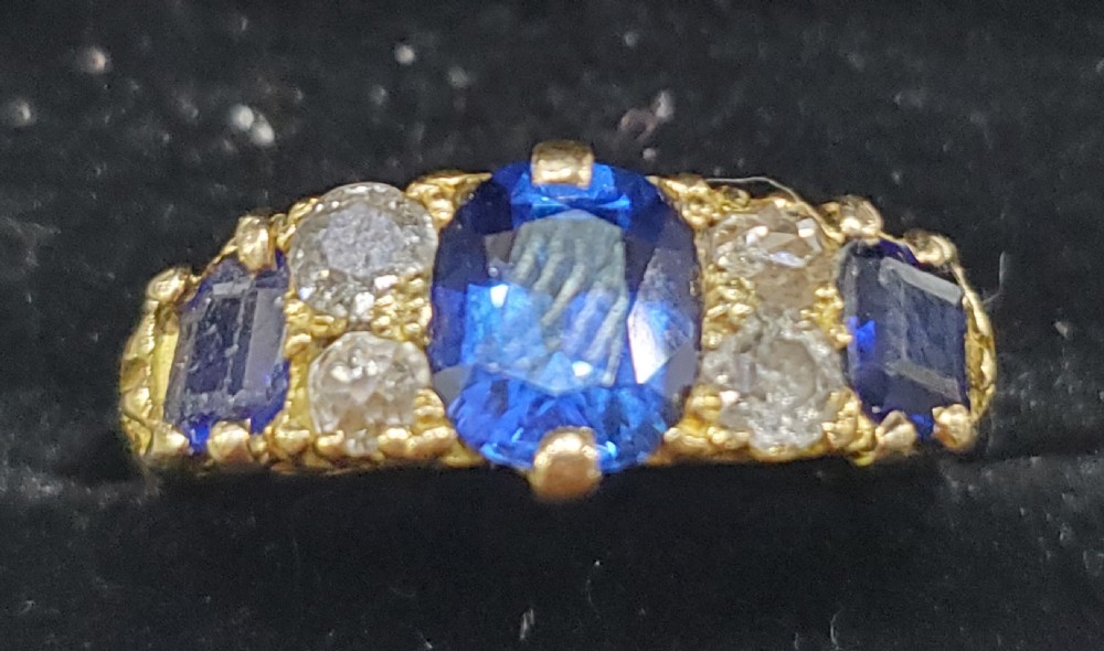 Victorian Sapphire Diamond Trilogy Ring Dated 1898 Size N1/2