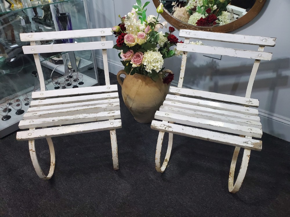 Pair of Victorian Cast Iron Garden Chairs c1880