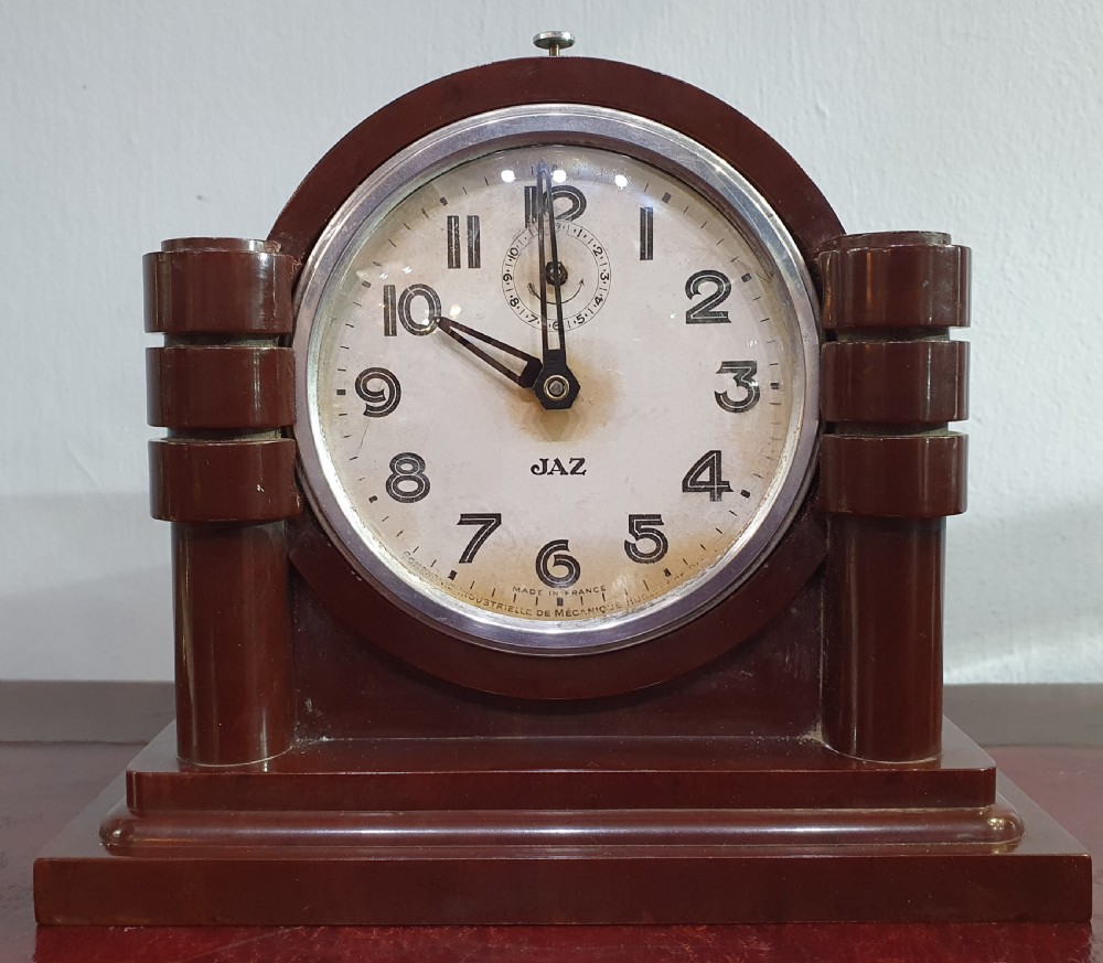 French Art Deco Jaz Bakelite Alarm Clock c1930