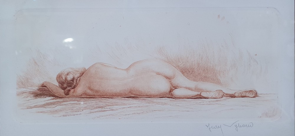 Jean Vyboud French Art Deco Pencil Drawing Reclining Nude c.1930 View III