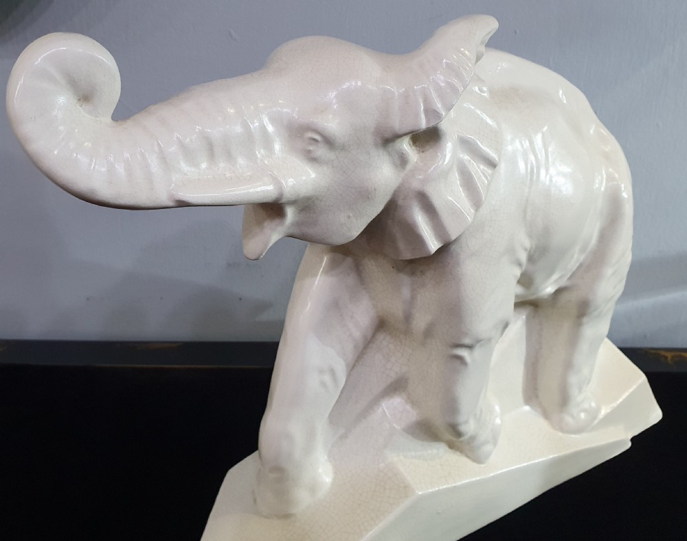 French Art Deco Craquele Elephant c.1930 View III