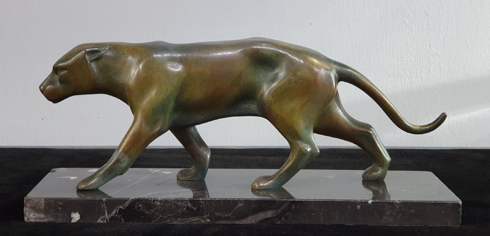 French Art Deco Strowling Panther Sculpture c1930