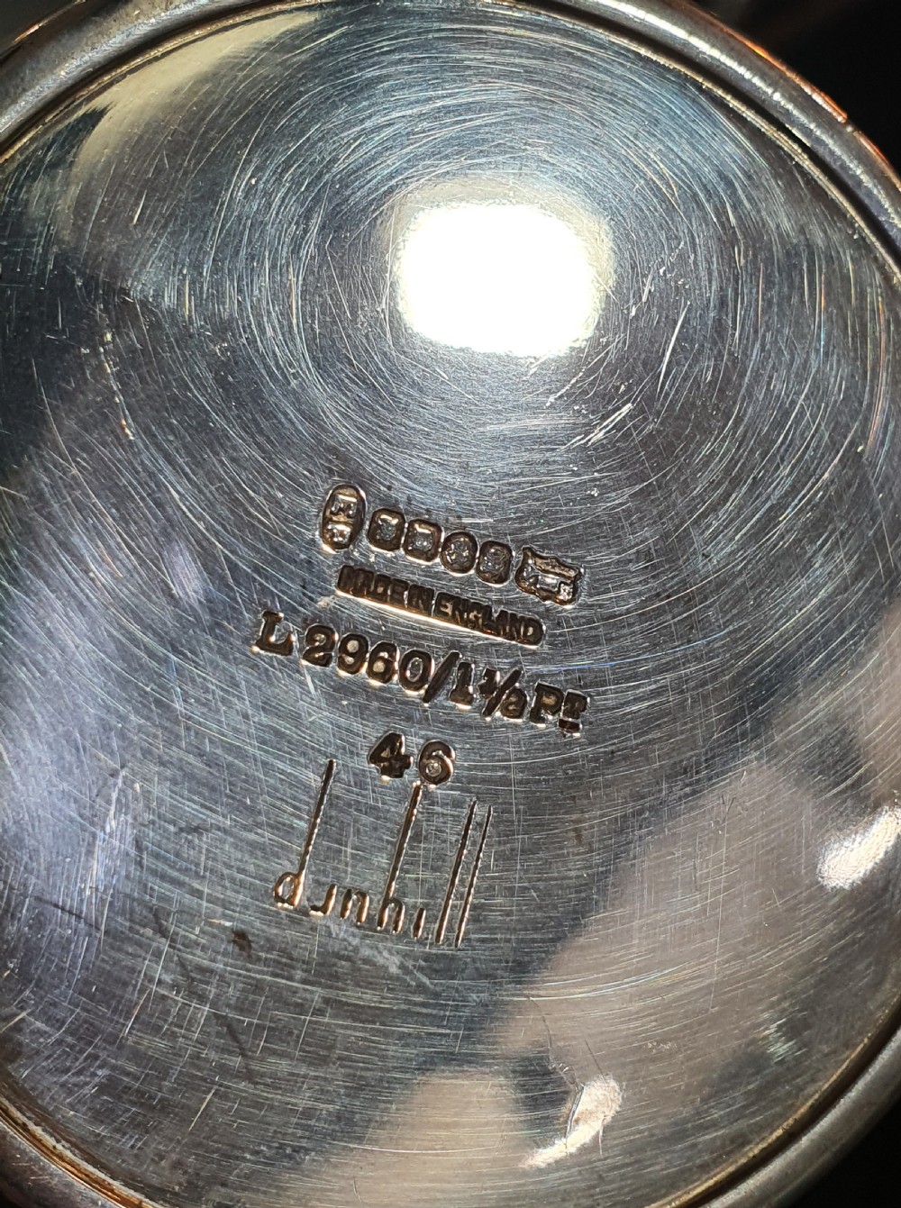 Rare Art Deco Silver Plated Cocktail Shaker James Dixon & Sons for DUNHILL c1930 View IV