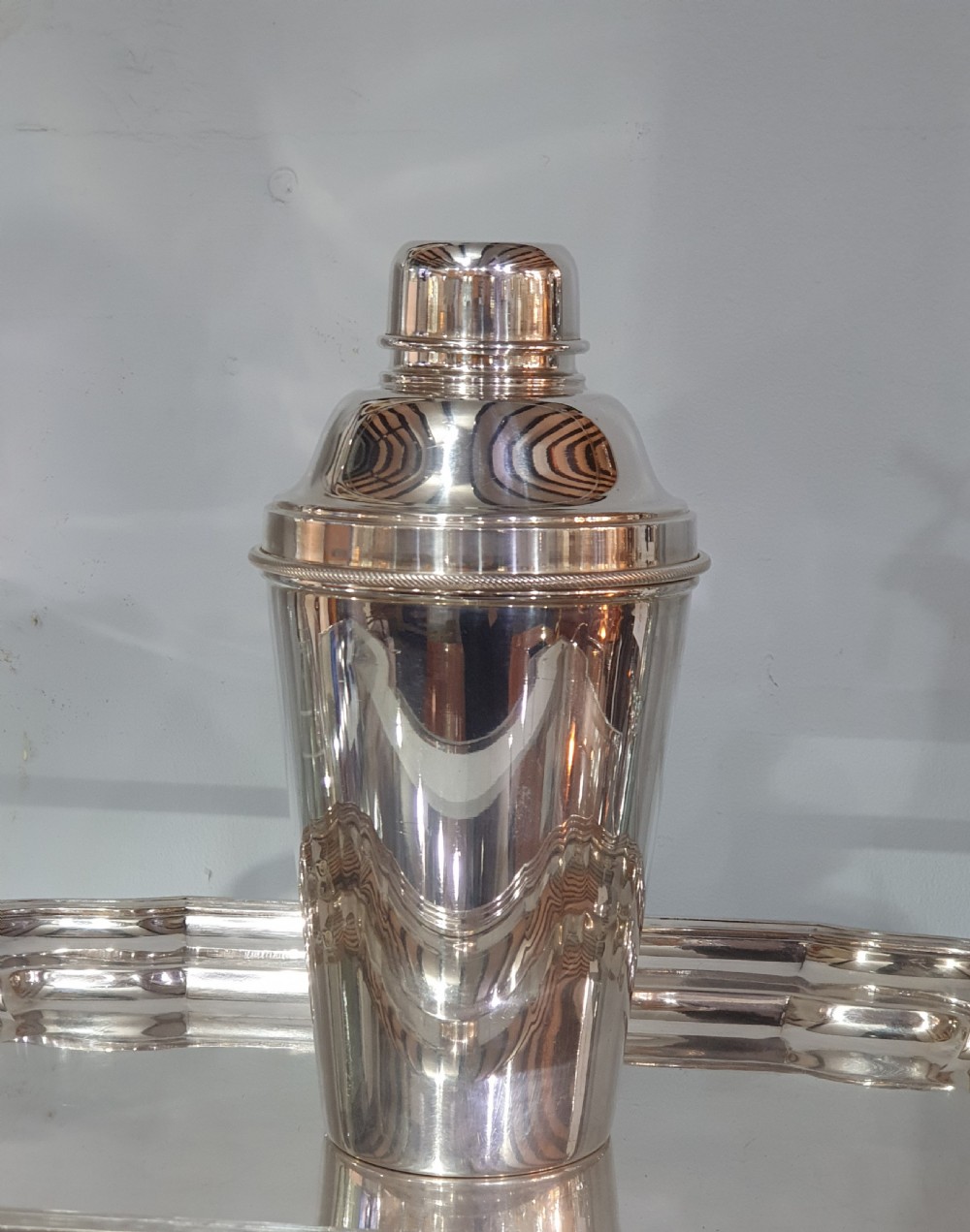 Rare Art Deco Silver Plated Cocktail Shaker James Dixon & Sons for DUNHILL c1930